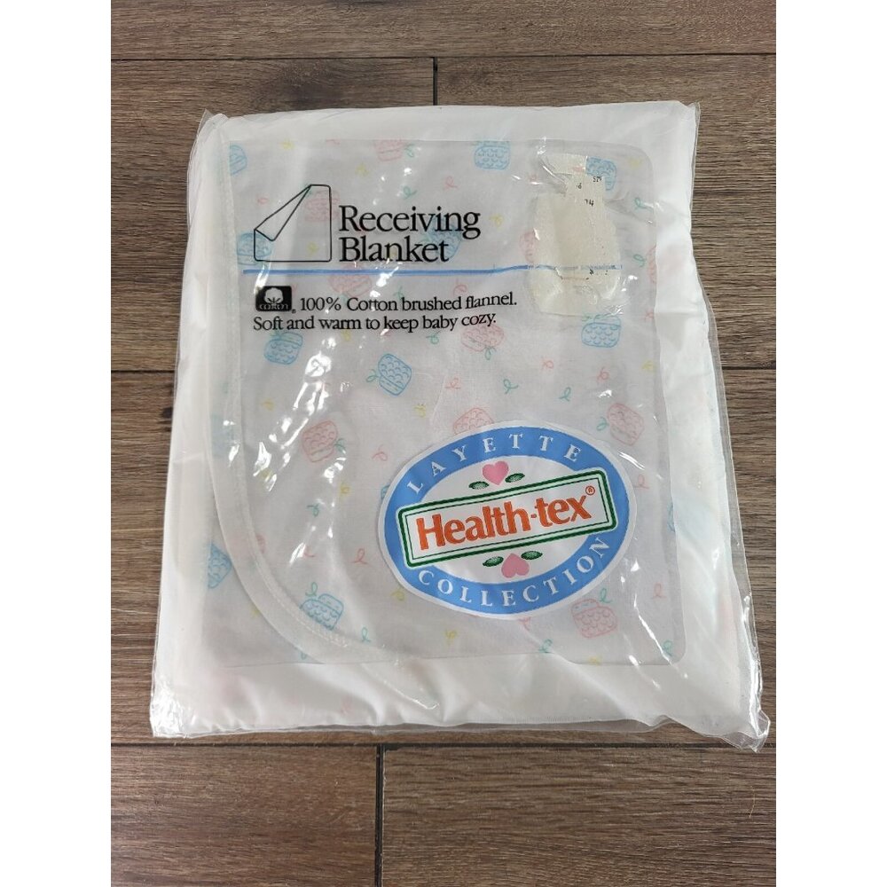 NOS Health Tex Layette Collection Receiving Blanket Cotton Bootie Design